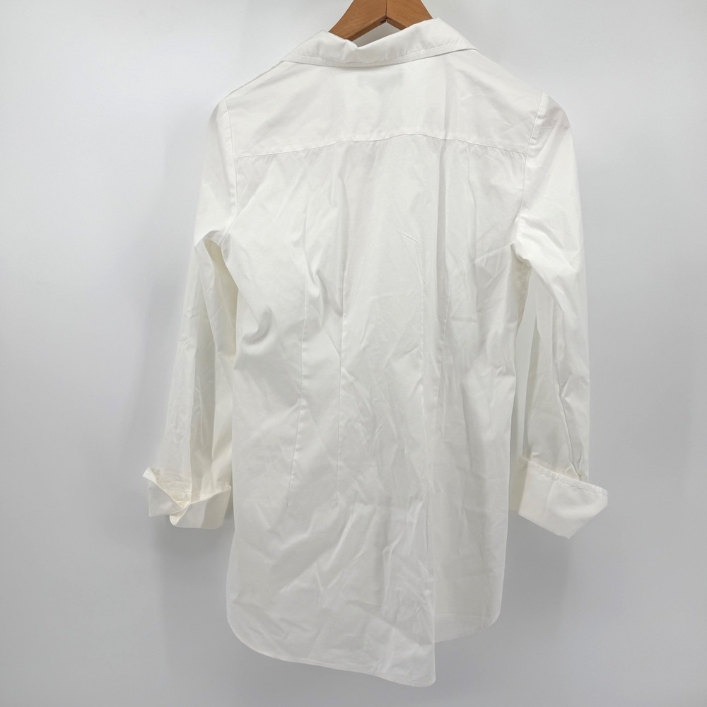 Lafayette 148 Women's S White Cotton Blend Button Down Shirt rolled cuff Shirt - Picture 5 of 8